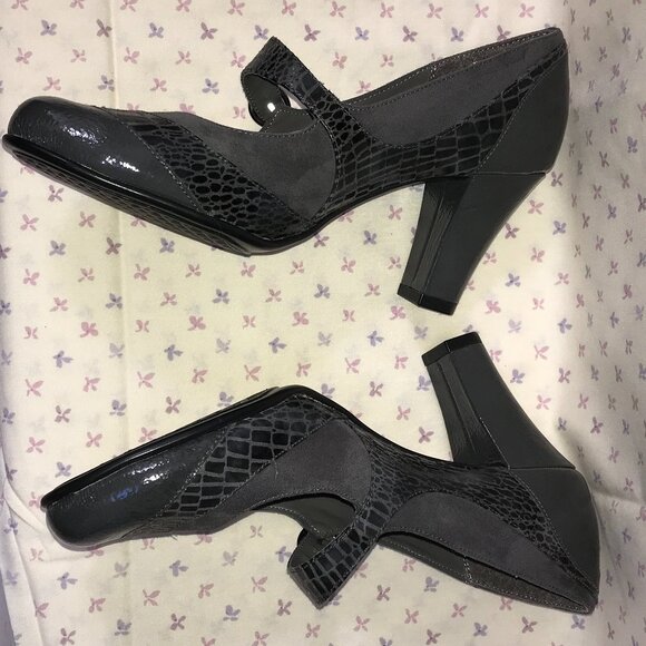Aerosoles Patent Leather Crocodile Mary Jane – Gray – Size 8.5M - NWOT - Picture 3 of 7